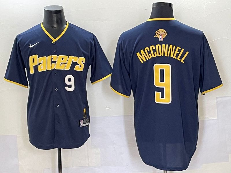Men 2025 Indiana Pacers #9 Mcconnell Blue Joint Name NBA Jersey style 3->->NBA Jersey